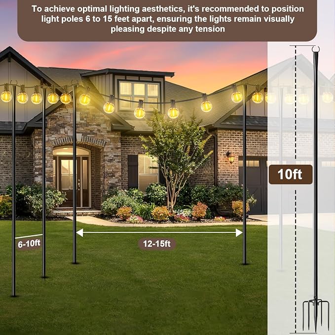 2 Pack 10FT Lighting Hanging Pole