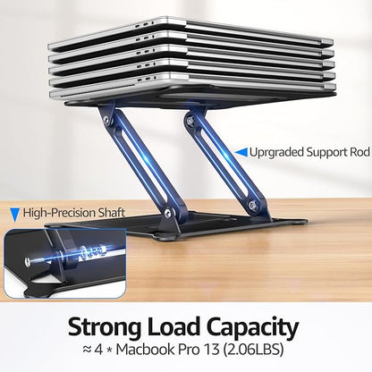 Urmust Laptop Notebook Stand Holder Adjustable Laptop Stand Portable Computer Riser Compatible with MacBook Air Pro HP Dell XPS Lenovo All Laptops 10-15.6"(Black)