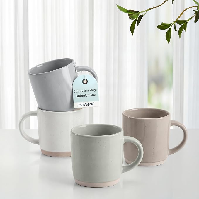 HaWare 13OZ Coffee Mugs with Handles, Stoneware Coffee Cups
