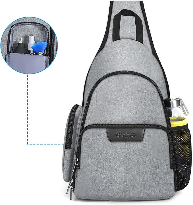 MOSISO Camera Bag Sling Backpack, DSLR/SLR/Mirrorless Full Open Camera Case with Tripod Holder&Rain Cover&Modular Insert, Photography Backpack Compatible with Canon/Nikon/Sony/Fuji, Grey