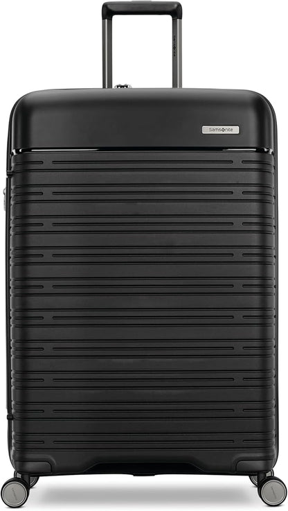 Samsonite Elevation Plus - Large Hardside Luggage - Scratch Resistant Polypropylene Shell, RightHeight™ Adjustable Handle, Integrated AirTag Holder, TSA Lock, WetPak™ Compartment - Triple Black