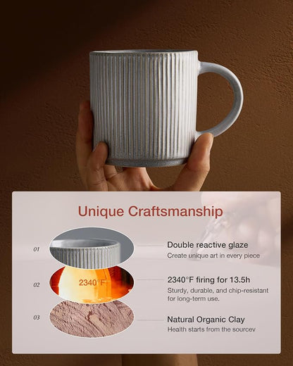 famiware Coffee Mug Set for 4, Star 12 oz Catering Mugs Cup Set