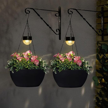 BAYN 2 Packs Solar Hanging Basket Planters