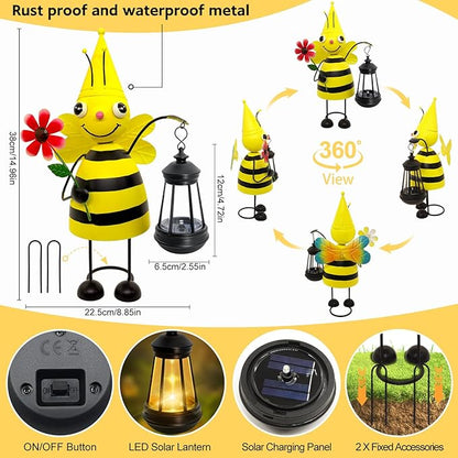 Garden Decor Bee Solar Statues, Unique Garden Statues Bee