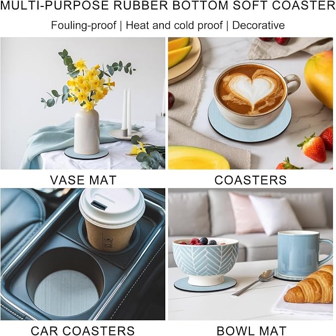 Sky Blue Thin Lines Coasters Set of 4, Absorbent Coasters