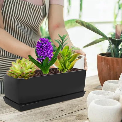 Vencer 14 Inch Rectangular Modern Minimalist Ceramic Succulent Planter Pot