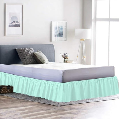 Ruffled Bed Skirt (Cal King, Aqua Blue) 18 Inch Drop Dust Ruffle with Platform, 100% Cotton 600 Thread Count Fabric, Gathered Styling, Available in All Bed Sizes and 23 Colors - Bedskirt