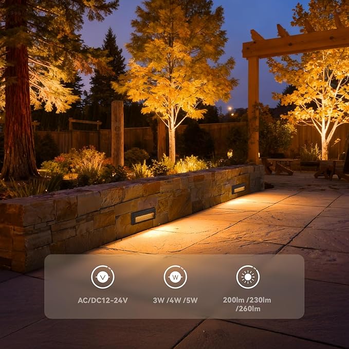 LEONLITE 5W/4W/3W Dimmable 5CCT Low Voltage LED Step Lights Outdoor, 9 Inch