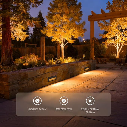 LEONLITE 5W/4W/3W Dimmable 5CCT Low Voltage LED Step Lights Outdoor, 9 Inch