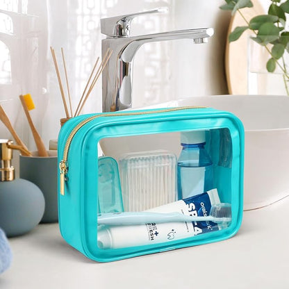 PACKISM TSA Approved Toiletry Bag - Upgrade Color-Edged Clear Makeup Bags, Clear Toiletry Bags For Traveling Fits Various Storage Needs