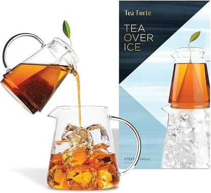 Tea Forte Tea Over Ice Steeping Pitcher Set, 2 Piece | Steeping Lidded Pitchers