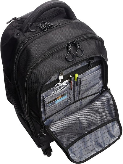 Kenneth Cole REACTION 17" Polyester Dual Compartment 4-Wheel Laptop Backpack, Black