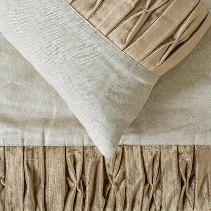 The HomeCentric King/Queen/Twin Brown Luxury Queen 74"x18" Bed Runner with One Pillow Cover, Patchwork, Pintucks Bed Scarf on Velvet Fabric - Cascade Pleats
