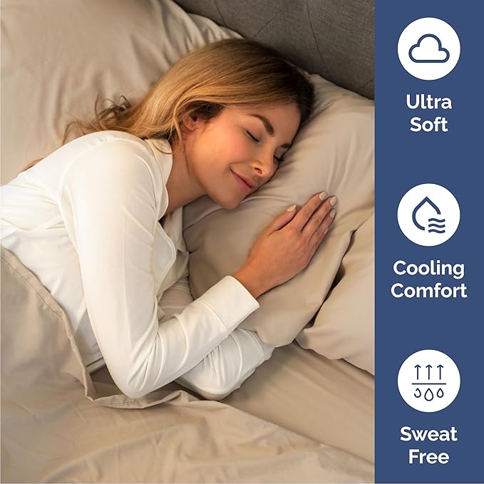Cal King Size 4 Piece Sheet Set - Comfy Breathable & Cooling Bed Sheets Set - Hotel Luxury Bedding for Women, Men, Kids, Teens, Boys & Girls - Deep Pockets, Ultra-Soft, Wrinkle Free - Oeko-Tex - Cream