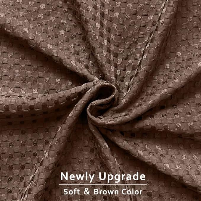 MIYE Pleated Waffle Weave Bed Skirt, Tailored Dust Ruffle 16 Inch Drop Easy Fit, Machine Washable (Brown, Queen - 16" Drop)