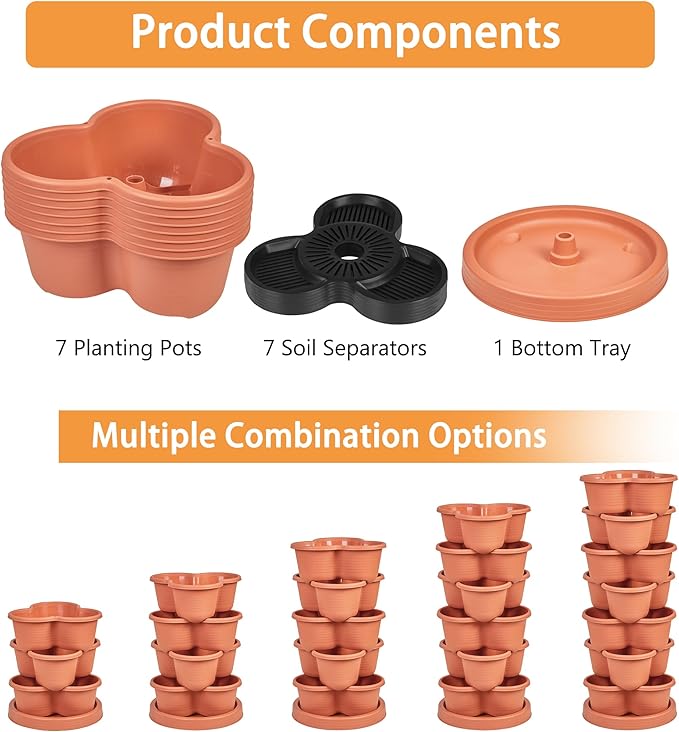 VECELO 7 Tier Vertical Garden Planter, Self Watering Stackable Planters