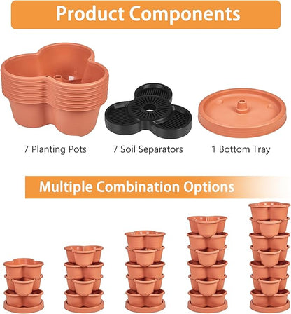 VECELO 7 Tier Vertical Garden Planter, Self Watering Stackable Planters