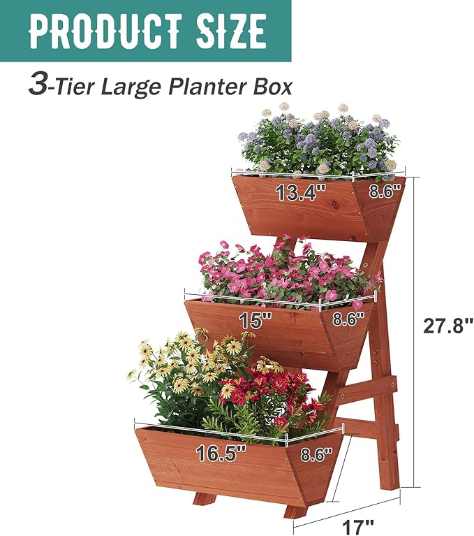 Raised Garden Bed, 3 Tier Small Vertical Garden Planter