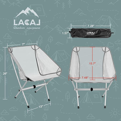Ultra-Light Folding Camping Chair, All-Aluminum Frame, Surper Breathable Fabric, Easy to Carry, Compact Storage Size (1, Grey)