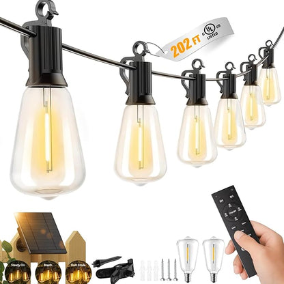 Brightown 202FT Solar String Lights Outdoor Waterproof