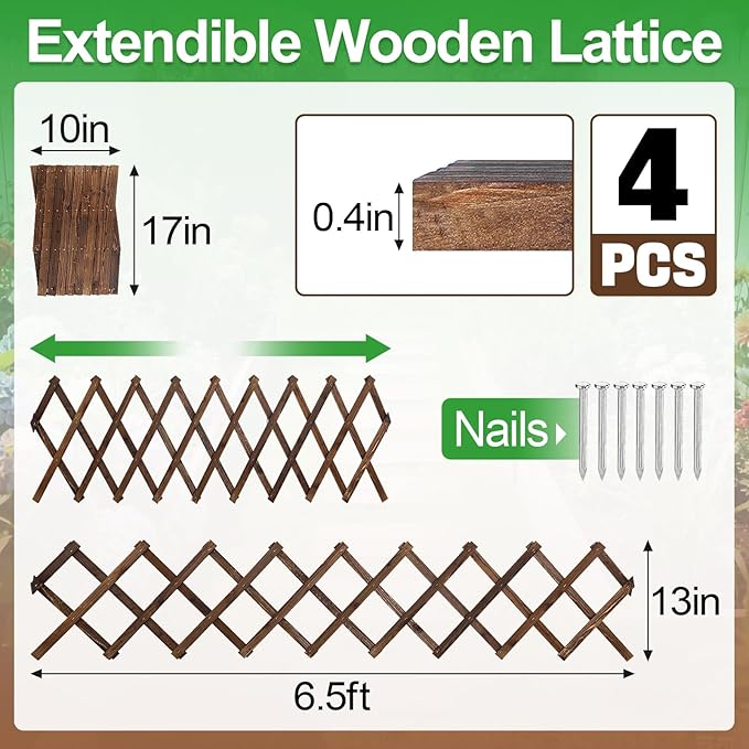 Pack of 4 Extra Thick Wooden Wall Trellis