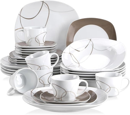 VEWEET 30 PCS Ceramic Dinnerware Sets
