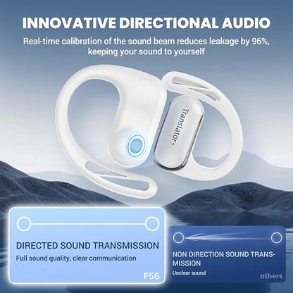AI Translation Earbuds Real-Time 3-in-1 Language Translator Earbuds Lifetime Free Offline Translation(8 Languages) & Online Translation(144 Languages) Fit iOS & Android AF56 White