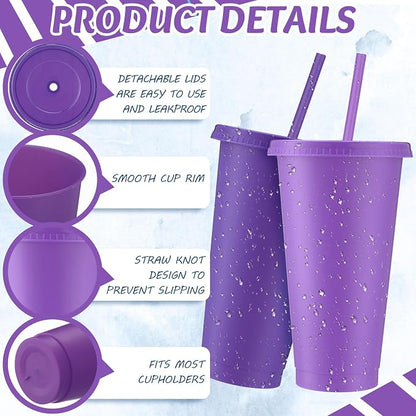 Skylety 12 Pcs Purple Plastic Cups