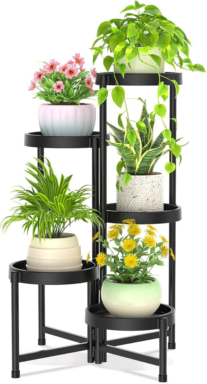 iDavosic.ly 5 Tier Folding Plant Stand Indoor Outdoor