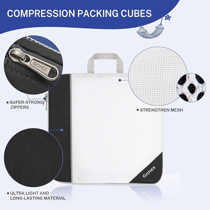 Compression Packing Cubes, Gonex Extensible Storage Mesh Bags Organizers
