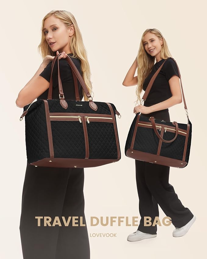 LOVEVOOK 4-in-1 Travel Weekender for Women - Duffle With Shoes Compartment, Carry On Overnight Tote, Toiletry Bag & Wet Pocket - Large Hospital Bag for Labor and Delivery