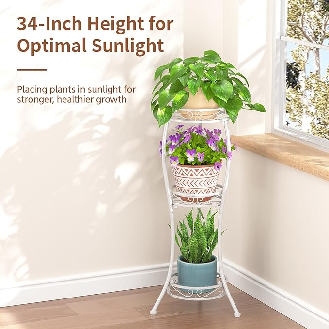 LASZOLA White 3 Tier Tall Plant Stand