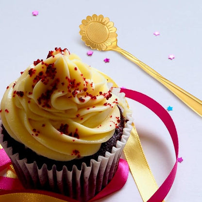 Maitys 16 Pcs Gold Flower Coffee Spoons