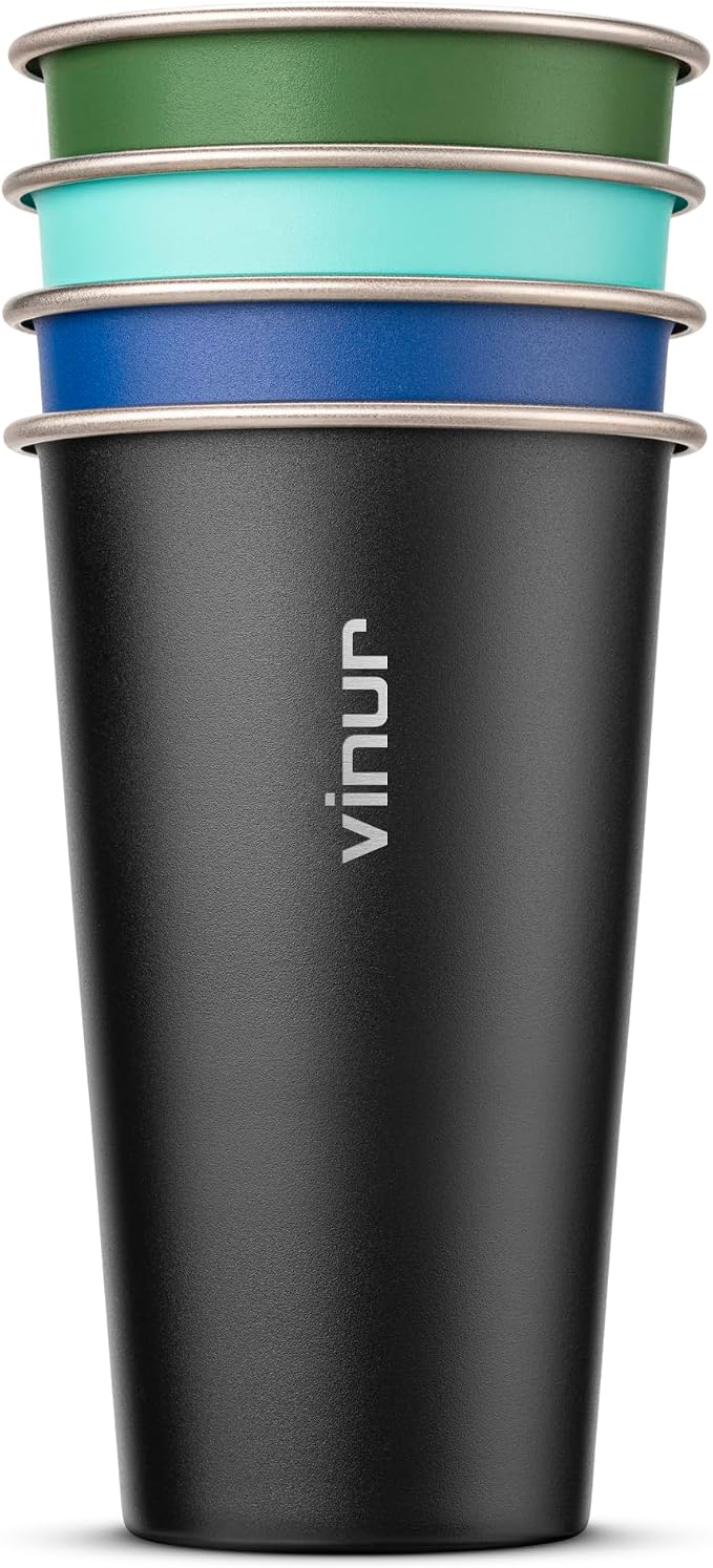 20 oz Stainless Steel Cups-Colorful Stackable Metal Drinking Glasses 4 Pcs |