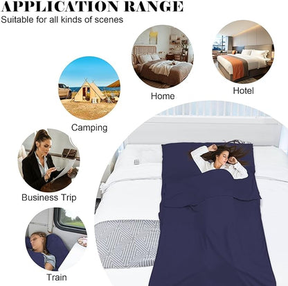 Sleeping Bag Liner,Travel Sheet & Adult Sleep Sack, Camping Sheets Travel Sleep Sack for Backpacking,Hotels & Hostels -Lightweight Single &Double Travel Sheet Camping Sheets