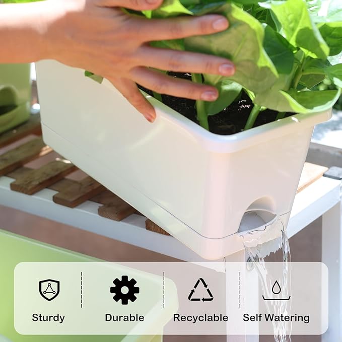 Window Box Planter 6 Packs, 13.8 Inches Rectangle Flower Pots