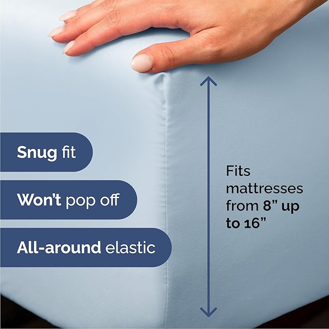 Cal King Size 4 Piece Sheet Set - Comfy Breathable & Cooling Bed Sheets Set - Hotel Luxury Bedding for Women, Men, Kids, Teens, Boys & Girls - Deep Pockets, Soft, Wrinkle Free - Oeko-Tex - Sky Blue
