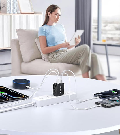 [2-Pack]50W USB C Wall Charger Block, 5-Port C Charger Fast Charging Block PD Power Adapter +QC 3.0 Multiport Type C Box Brick Cube USB A Wall Plug for iPhone 16/15/14/13 Pro Max,Samsung Galaxy(Black)