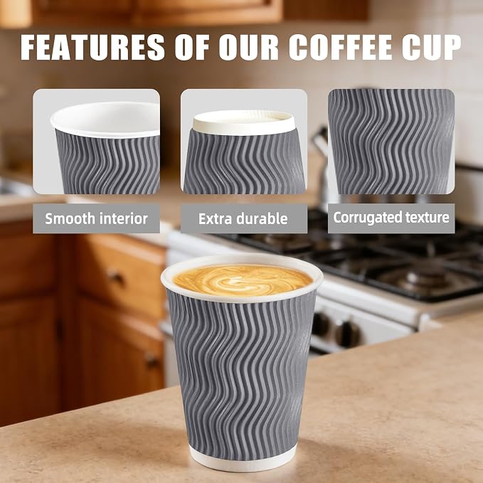 BYSNOW 100 Pack 8 oz Paper Coffee Cups