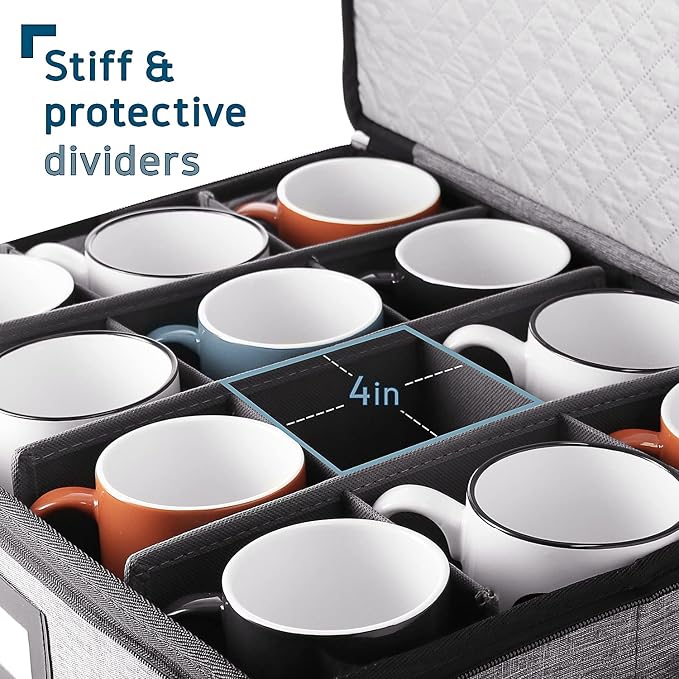 Hearth & Harbor Coffee Mug Storage, Quilted and Stackable Coffee Cup Storage
