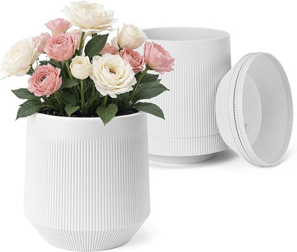 Plant Pots，Set of 3 Plastic Pots