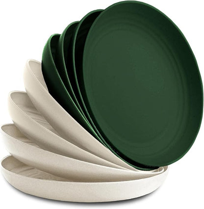 8-Pack Reusable Wheat Straw Plates Set