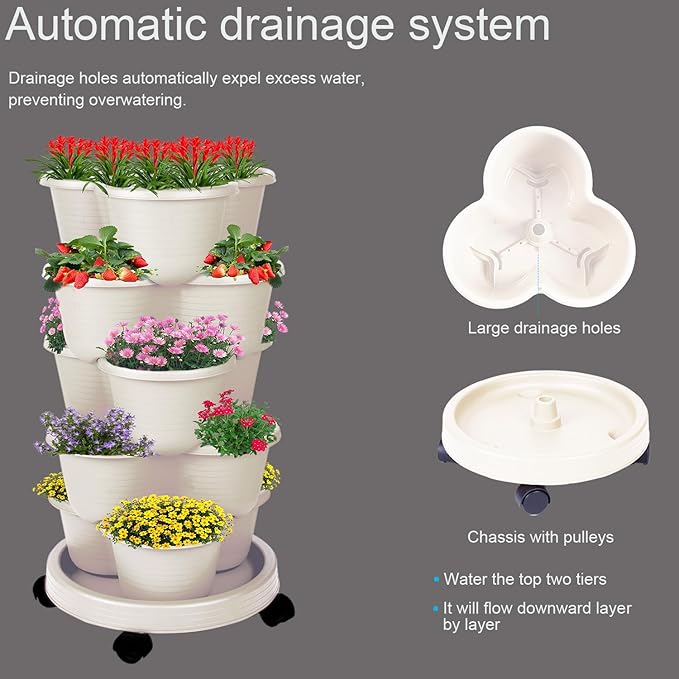 5-Tier Vertical Garden Tower Stackable Planter