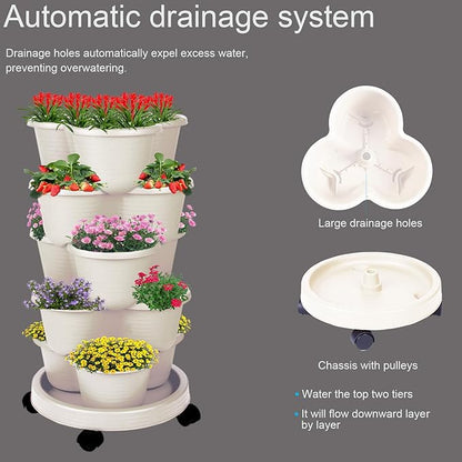 5-Tier Vertical Garden Tower Stackable Planter