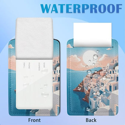 Greek Island Sunset Landscape On The Sea Luggage Tags for Suitcases, 2 Pack Cute PU Leather Suitcase Tag Identifiers with Address Card for Baggage Tag