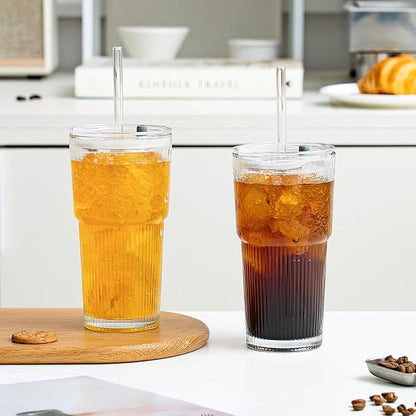SoulTimes 20oz Wave Ribbed & Wavy Glass Tumbler