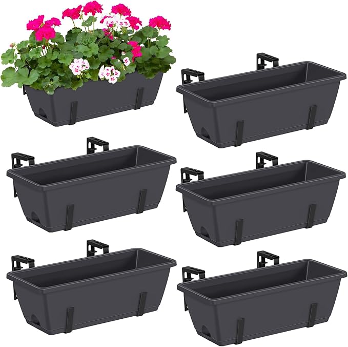 CADUKE Railing Planter Boxes 6 PCS, Planter Boxes