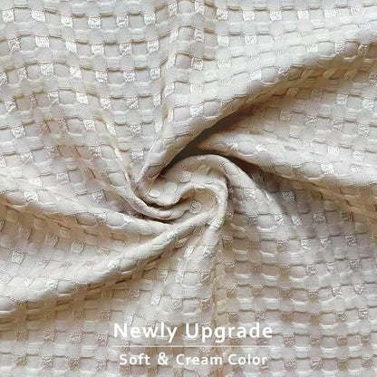 MIYE Pleated Waffle Weave Bed Skirt, Tailored Dust Ruffle 14 Inch Drop Easy Fit, Machine Washable,No Split Corners (Beige, Queen - 14" Drop)