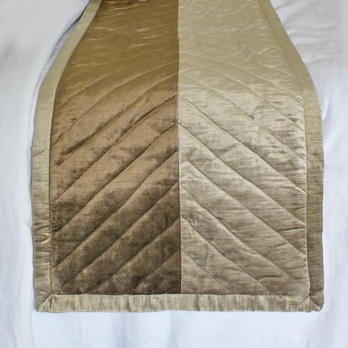 The HomeCentric King/Queen/Twin Brown Decorative Bed Runner CA King 86"x18" Bed Runner with One Pillow Cover, Solid, Chevron, Patchwork, Quilted Bed Scarf on Velvet Fabric - Plush Divide