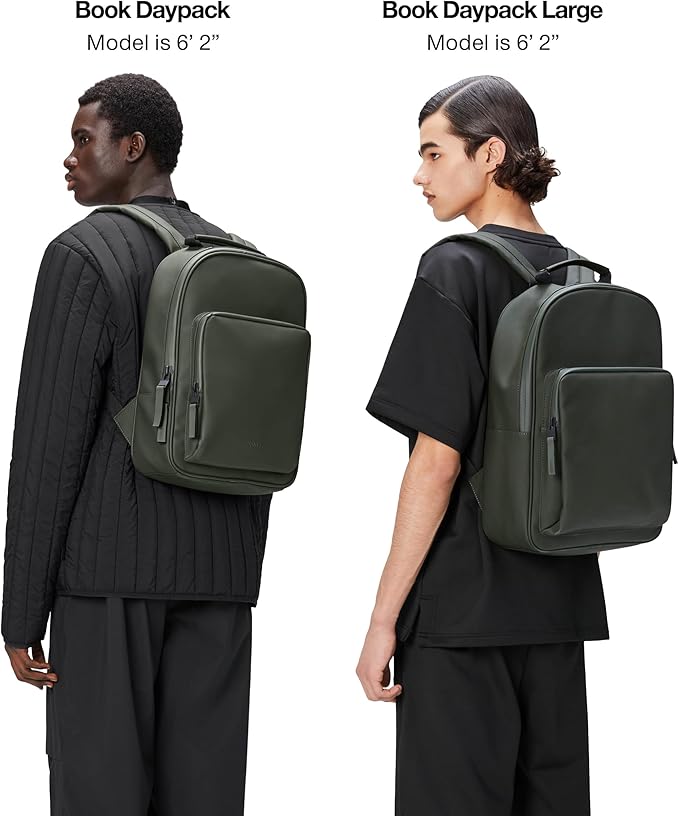 RAINS Large Book Daypack, Backpack, Laptop Bag, Waterproof, 2 Year Warranty, Green